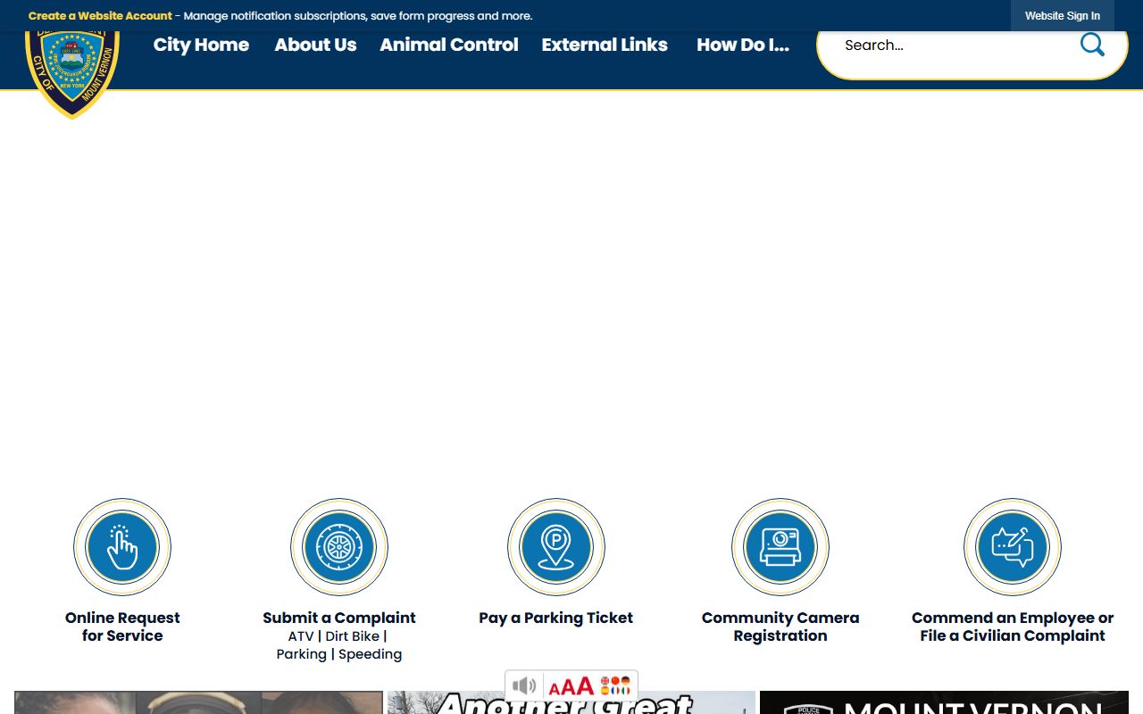 Mount Vernon Police Department website showing records and booking information