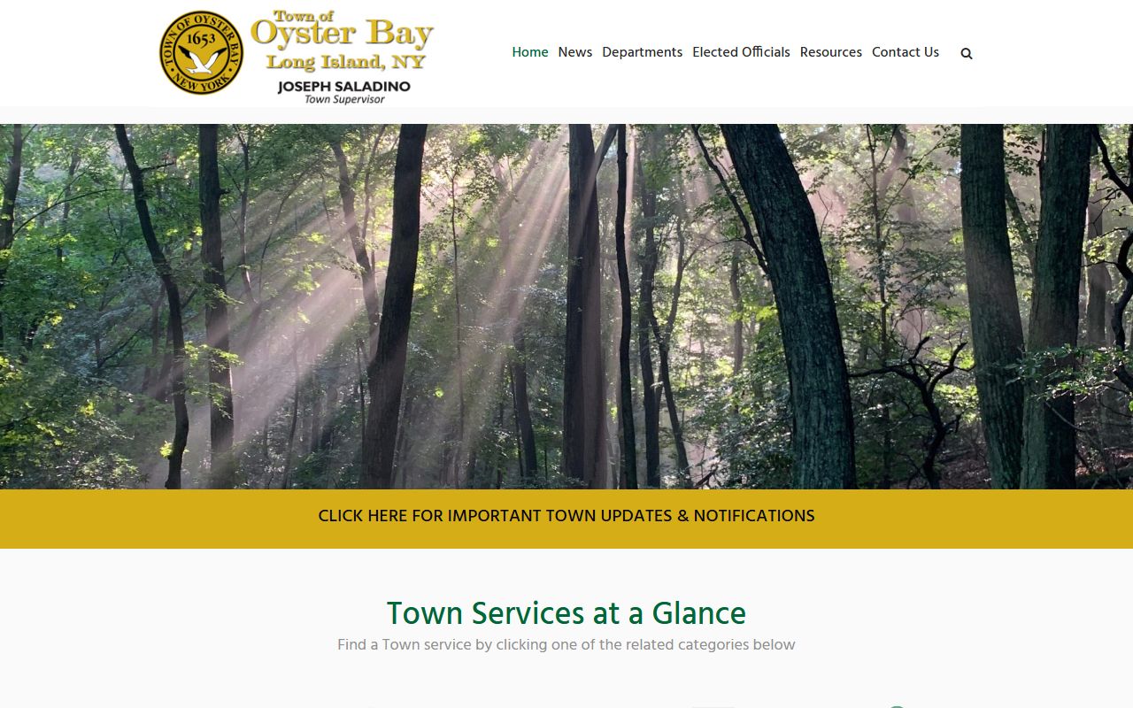 Town of Oyster Bay website showing records access and FOIL request information for recent bookings