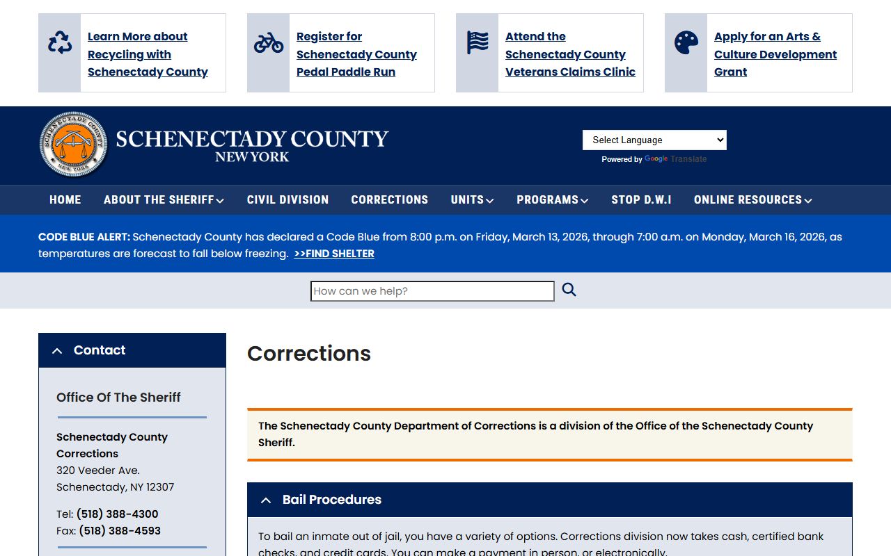 Schenectady County Correctional Facility information and inmate search resources