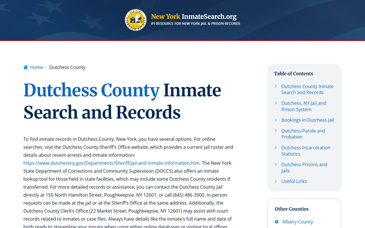 Dutchess County incarceration statistics and booking data overview