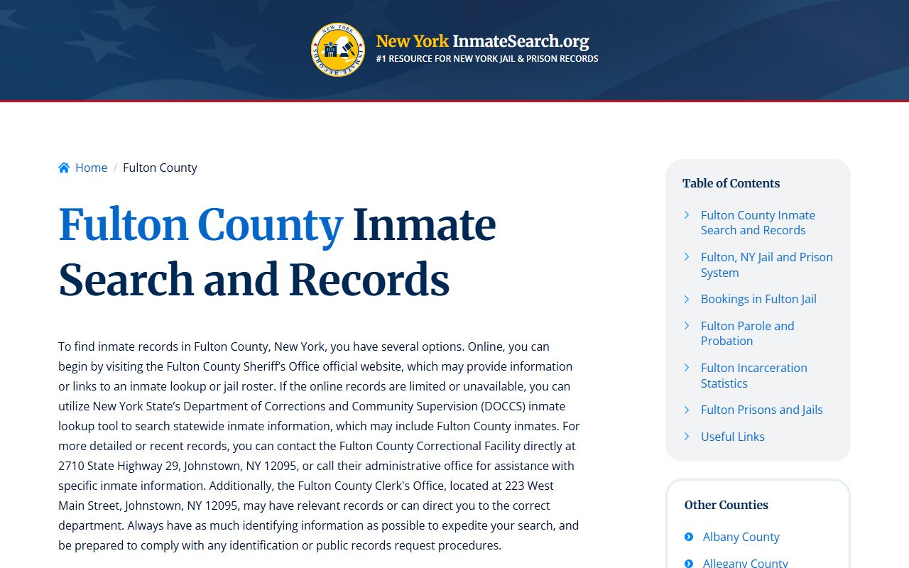 Fulton County inmate search page showing recent bookings and current inmates