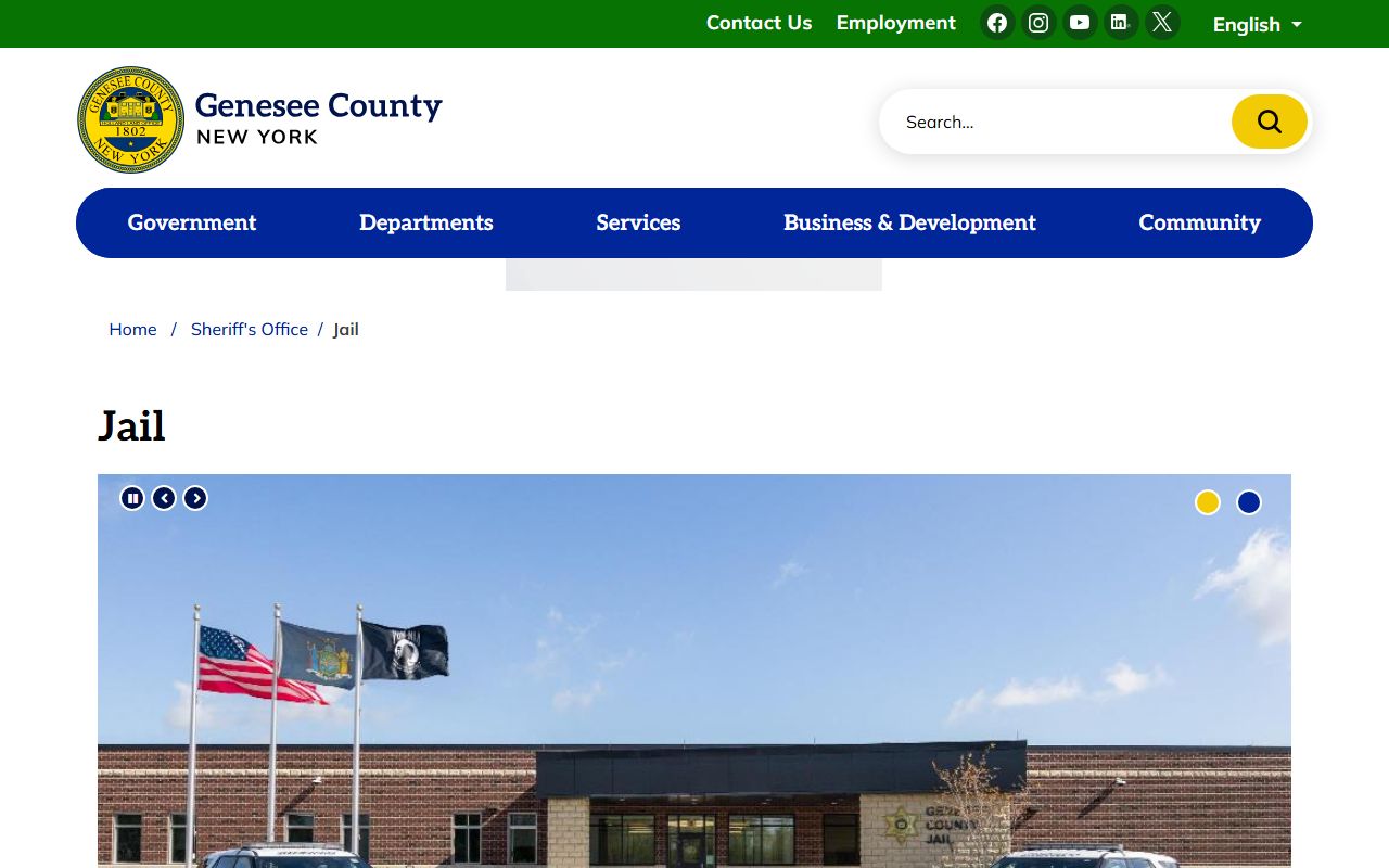 Genesee County Sheriff's Office website showing jail information and recent bookings