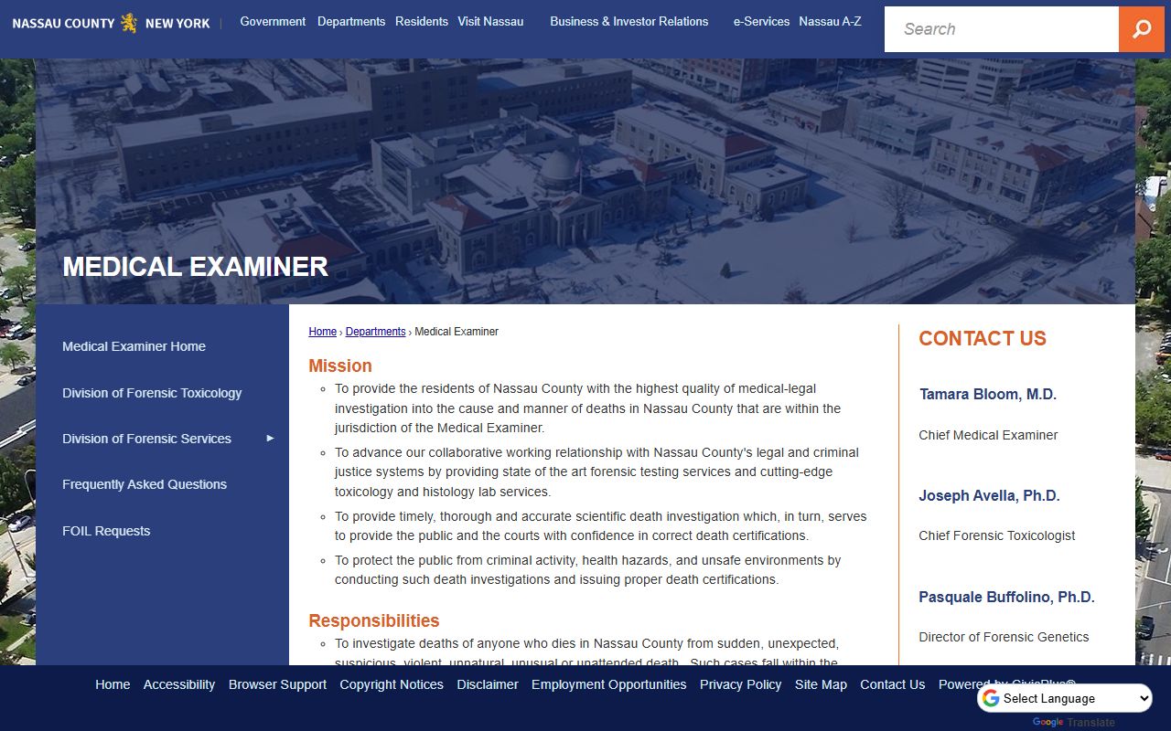 Nassau County District Court information page showing court locations and case records for recent bookings