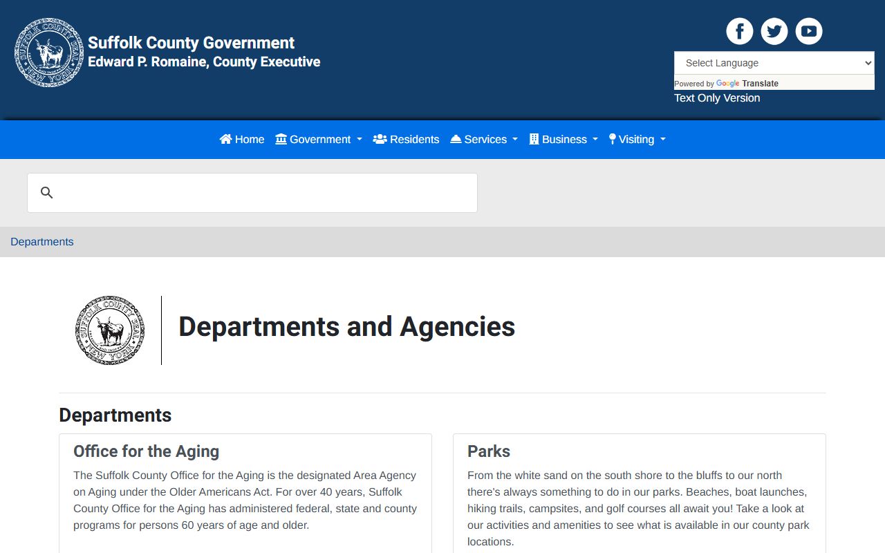 Suffolk County Sheriff's Office website showing inmate information and recent bookings access