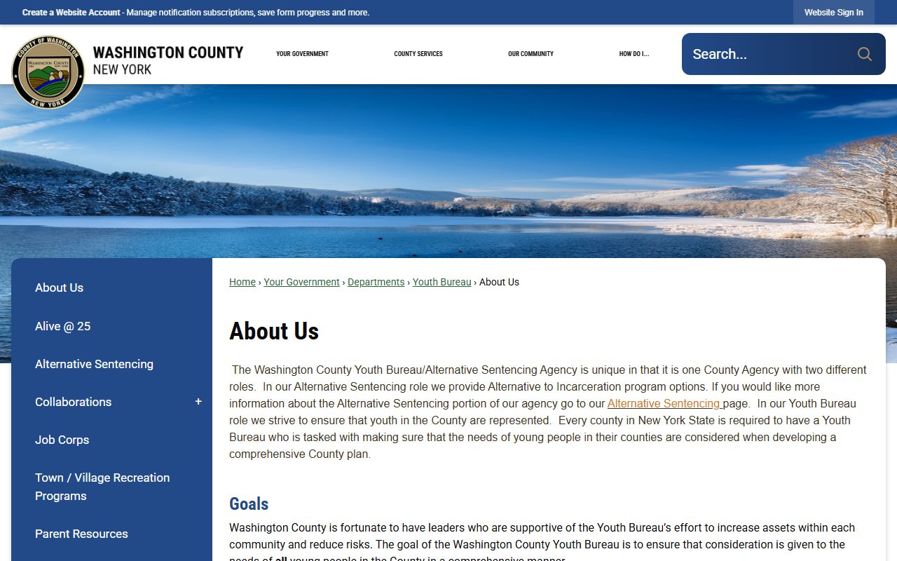 Washington County Sheriff's Office website showing contact information and inmate resources