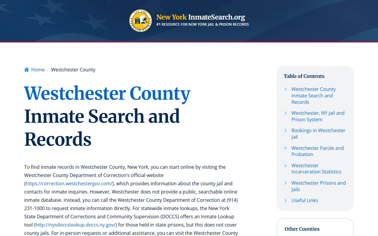 Westchester County inmate search portal for Greenburgh recent bookings