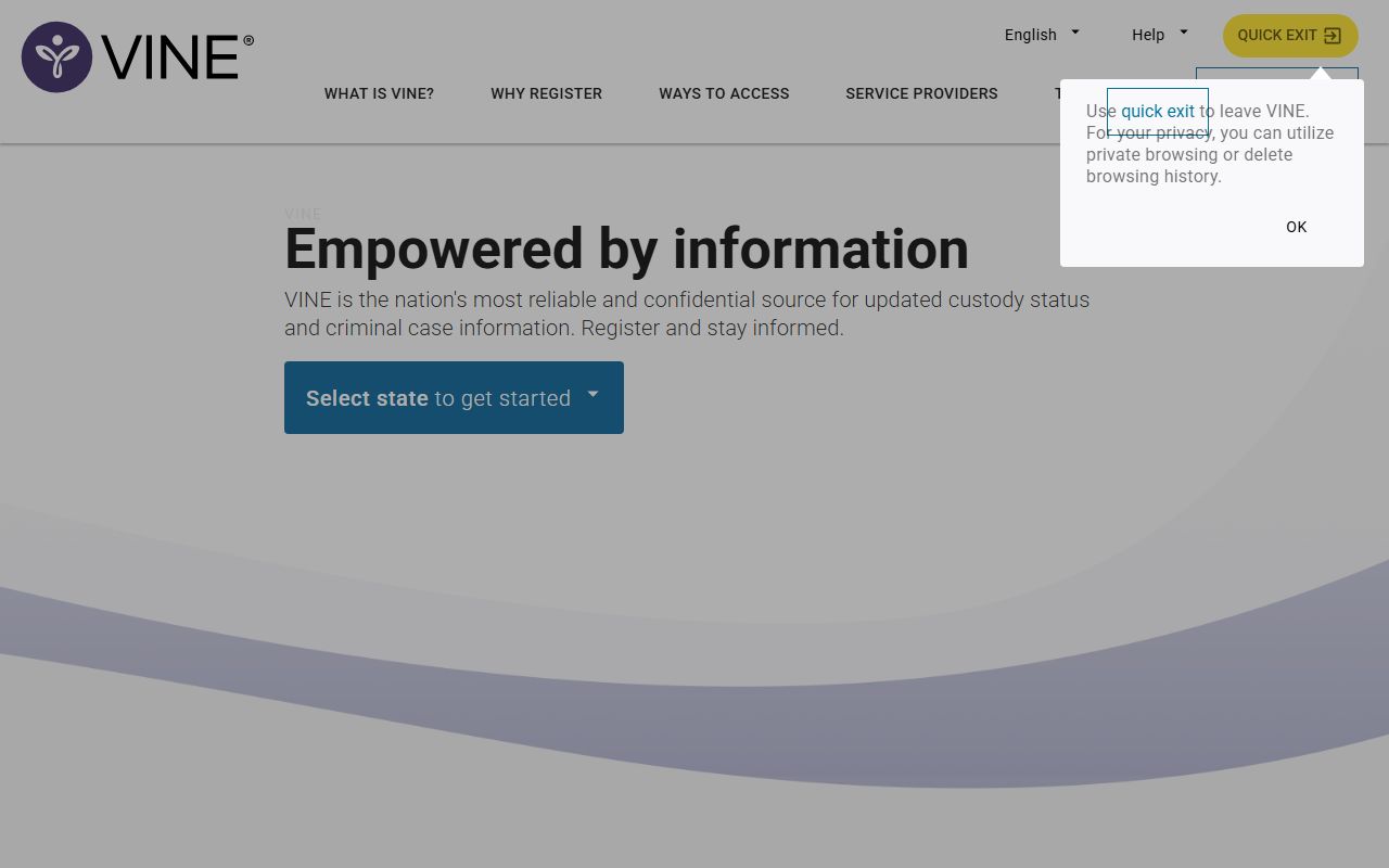 VINE victim notification system for tracking custody status of recent bookings in New York